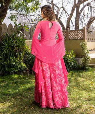 Pink georgette sharara set kurta set 2