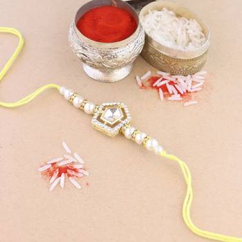 rakshabhandhan special kundan stone rakhi with roli chawal for bhaiya/brother/mens  1