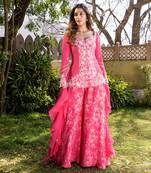 Pink georgette sharara set kurta set