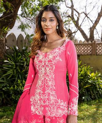 Pink georgette sharara set kurta set 4