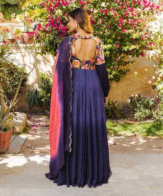 Purple georgette anarkali set 2