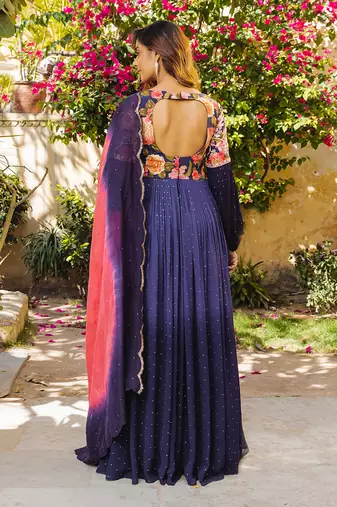 Purple georgette anarkali set
