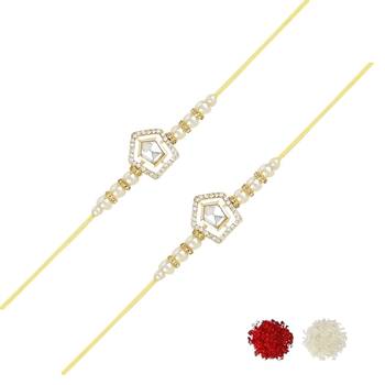 rakshabhandhan special kundan stone rakhi with roli chawal for bhaiya/brother/mens  1