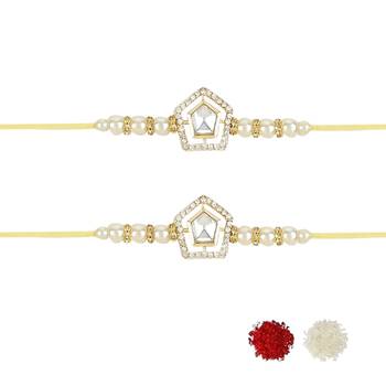 rakshabhandhan special kundan stone rakhi with roli chawal for bhaiya/brother/mens  2