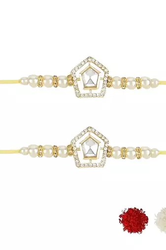 rakshabhandhan special kundan stone rakhi with roli chawal for bhaiya/brother/mens 
