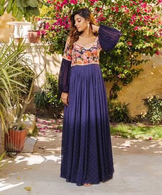 Purple georgette anarkali set 3