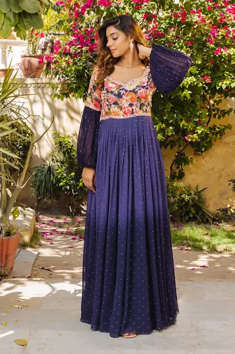 Purple georgette anarkali set