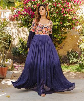 Purple georgette anarkali set 4