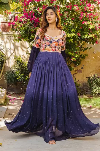 Purple georgette anarkali set
