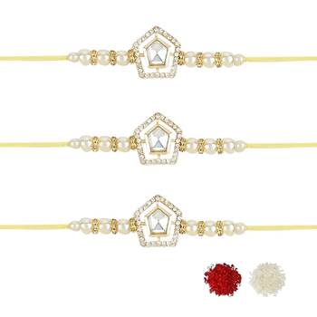 rakshabhandhan special kundan stone rakhi with roli chawal for bhaiya/brother/mens  2