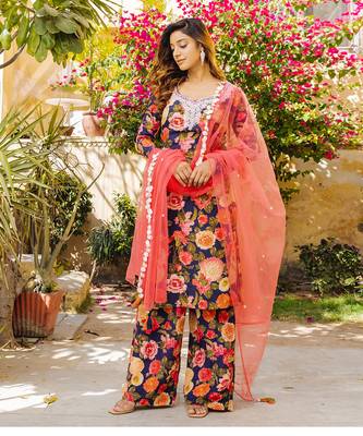 Purple georgette kurta set 1
