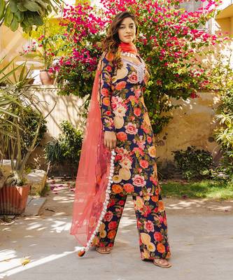Purple georgette kurta set 4