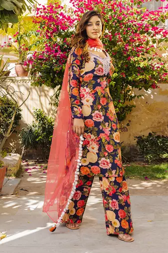 Purple georgette kurta set