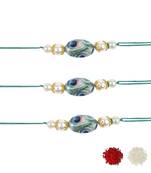 I jewels rakshabhandhan special kundan stone rakhi with roli chawal for bhaiya/brother/mens