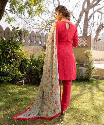 Coral and light blue georgette kurta set 2