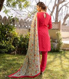 Coral and light blue georgette kurta set