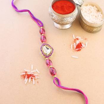 rakshabhandhan special kundan stone rakhi with roli chawal for bhaiya/brother/mens  1