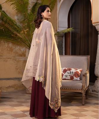 Brown and light peach georgette anarkali set 2