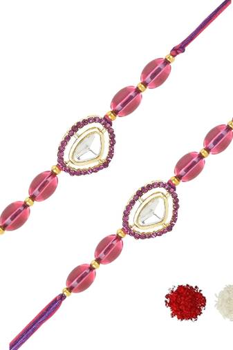 rakshabhandhan special kundan stone rakhi with roli chawal for bhaiya/brother/mens