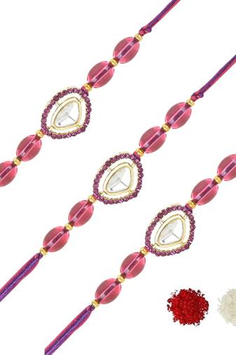 rakshabhandhan special kundan stone rakhi with roli chawal for bhaiya/brother/mens
