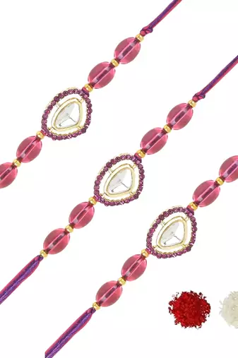 rakshabhandhan special kundan stone rakhi with roli chawal for bhaiya/brother/mens