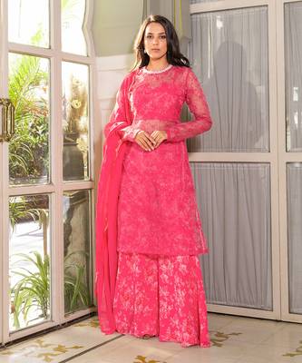 Pink georgette kurta set 1