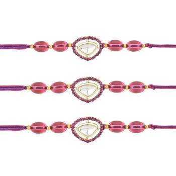 rakshabhandhan special kundan stone rakhi with roli chawal for bhaiya/brother/mens 3