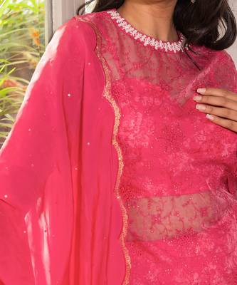 Pink georgette kurta set 3