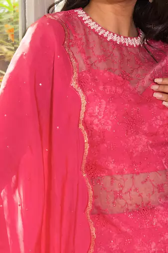 Pink georgette kurta set