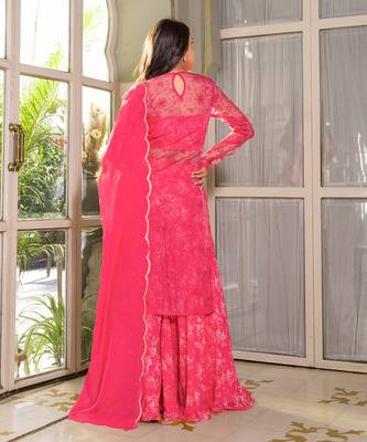Pink georgette kurta set 5
