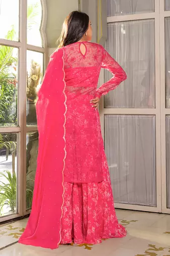 Pink georgette kurta set