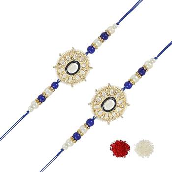 rakshabhandhan special kundan stone rakhi with roli chawal for bhaiya/brother/mens 1