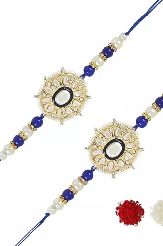 rakshabhandhan special kundan stone rakhi with roli chawal for bhaiya/brother/mens