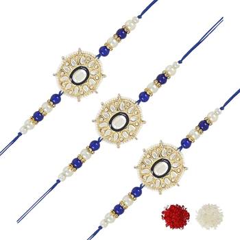 rakshabhandhan special kundan stone rakhi with roli chawal for bhaiya/brother/mens 1
