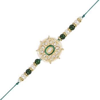 rakshabhandhan special kundan stone rakhi with roli chawal for bhaiya/brother/mens  2
