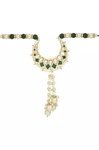 rakshabhandhan special kundan bhaiya bhabhi pearl hanging lumba rakhi combo set with roli chawal 
