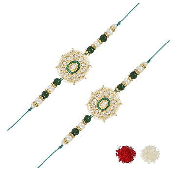 rakshabhandhan special kundan stone rakhi with roli chawal for bhaiya/brother/mens  2
