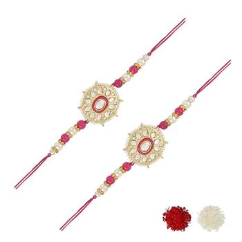 rakshabhandhan special kundan stone rakhi with roli chawal for bhaiya/brother/mens  2