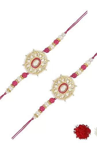 rakshabhandhan special kundan stone rakhi with roli chawal for bhaiya/brother/mens 