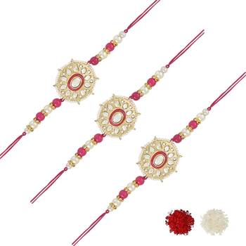 rakshabhandhan special kundan stone rakhi with roli chawal for bhaiya/brother/mens  2