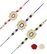 rakshabhandhan special kundan stone rakhi with roli chawal for bhaiya/brother/mens