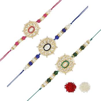 rakshabhandhan special kundan stone rakhi with roli chawal for bhaiya/brother/mens 2