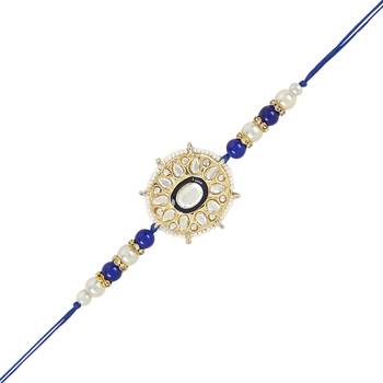 rakshabhandhan special kundan stone rakhi with roli chawal for bhaiya/brother/mens 4