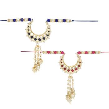rakshabhandhan special designer pearl hanging lumba combo rakhi for bhabhi/sister  1