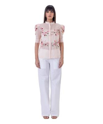 Peach linen gilia shirt 1
