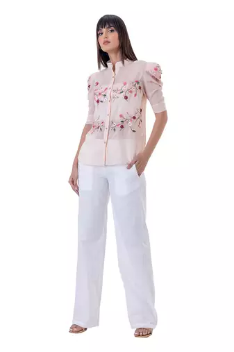 Peach linen gilia shirt