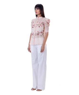 Peach linen gilia shirt 3