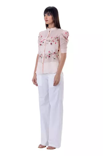 Peach linen gilia shirt