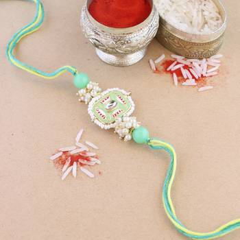 rakshabhandhan special kundan stone rakhi with roli chawal for bhaiya/brother/mens  1