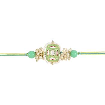 rakshabhandhan special kundan stone rakhi with roli chawal for bhaiya/brother/mens  2
